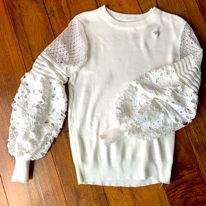 Puff sleeve white sweater